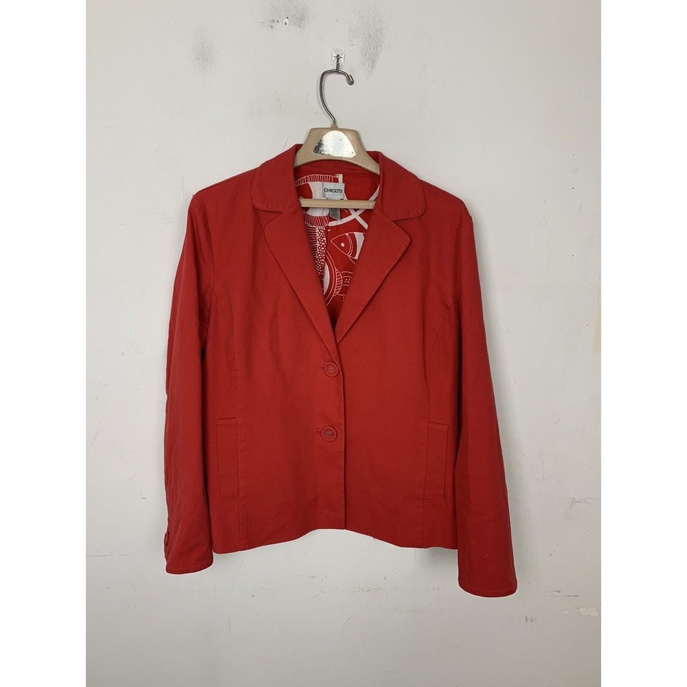 Chicos Womens Blazer 2 Sz Large Red Valentines Day Holiday Office Career Classic